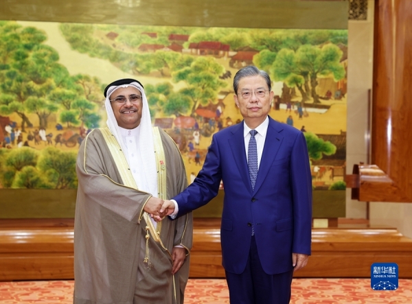 赵乐际同阿拉伯议会议长欧舒米举行会谈