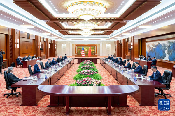  赵乐际会见美国国会参议院多数党领袖舒默一行