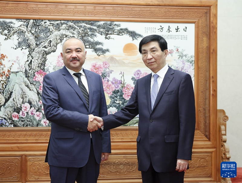 王沪宁会见吉尔吉斯斯坦议长沙基耶夫